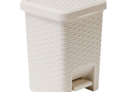 Addis Rattan Effect Square Bathroom Pedal Waste Trash Bin, 6 Litre, Cream, Calico Linen 518145