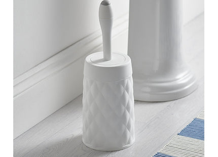 Addis Diamond Style Round Toilet Set Brush Set with Internal Detergent Injection Handle System, White 518029