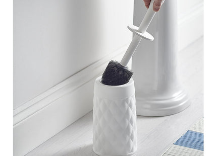 Addis Diamond Style Round Toilet Set Brush Set with Internal Detergent Injection Handle System, White 518029