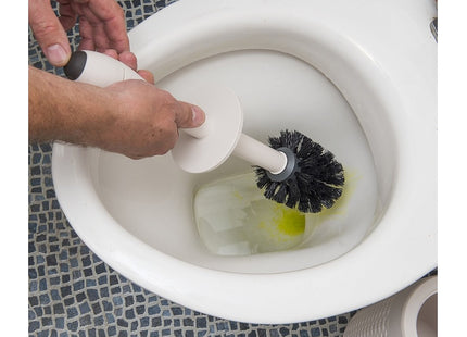 Addis Diamond Style Round Toilet Set Brush Set with Internal Detergent Injection Handle System, White 518029