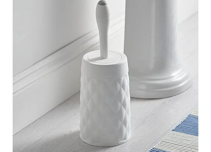 Addis Diamond Style Round Toilet Set Brush Set with Internal Detergent Injection Handle System, White 518029