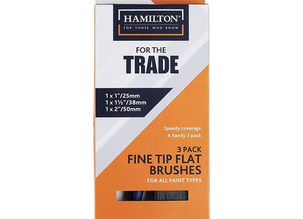 Hamilton For The Trade Paint Brush Set x 3, Fine Tip Flat Brush