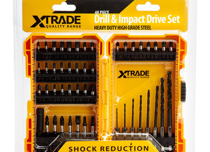 Xtrade 48 Piece Drill & Impact Drive Set 1.5-6mm Hss Drill Bits & S2 Screwdriver Bits With Magnetic Bit Holder In Compact Case X0900075