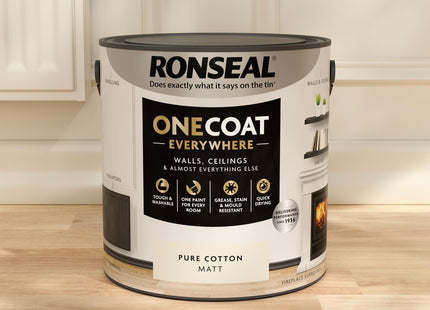 Ronseal One Coat Everywhere Paint Pure Cotton Matt 2.5 Litre