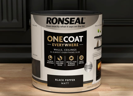 Ronseal One Coat Everywhere Paint Black Pepper Matt 2.5 Litre