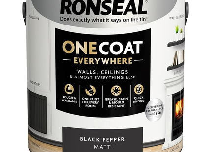 Ronseal One Coat Everywhere Paint Black Pepper Matt 2.5 Litre