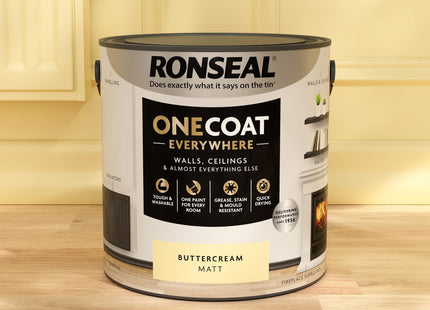 Ronseal One Coat Everywhere Paint Buttercream Matt 2.5 Litre