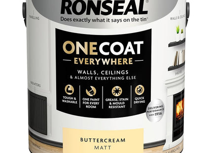 Ronseal One Coat Everywhere Paint Buttercream Matt 2.5 Litre