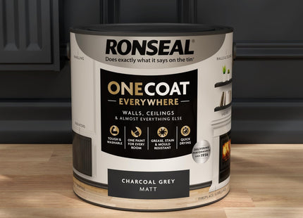 Ronseal One Coat Everywhere Paint Charcoal Grey Matt 2.5 Litre