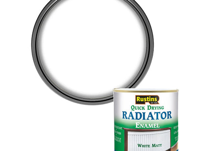 Rustins Quick Drying Radiator Paint White Matt 500ml - - Long-Lasting Heat-Resistant Finish for Radiators and Metal Surfaces, Easy Application