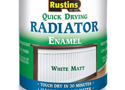 Rustins Quick Drying Radiator Paint White Matt 500ml - - Long-Lasting Heat-Resistant Finish for Radiators and Metal Surfaces, Easy Application