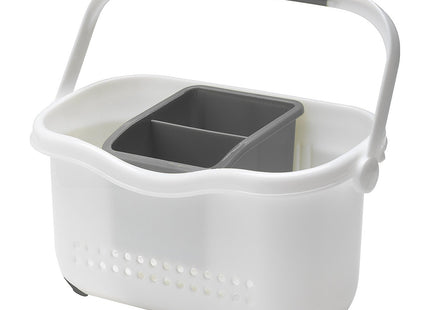 Addis Premium Sink Cutlery Draining Storage Caddy, White/Grey, 12 x 24 x 20.5 cm 517764