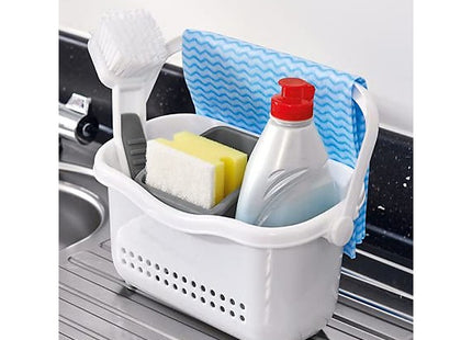 Addis Premium Sink Cutlery Draining Storage Caddy, White/Grey, 12 x 24 x 20.5 cm 517764