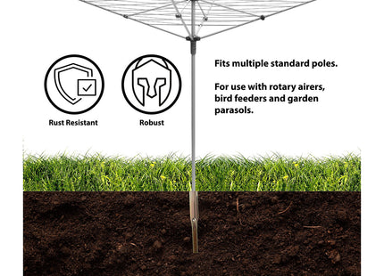 Addis Washing Line Heavy duty metal ground spike with 5x plastic sized adapters suitable for 32 mm and 50 mm Rotating clothesline for washing line