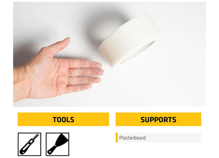 Everbuild - EuroScrim - Self-Adhesive Scrim Tape - High-Tack Adhesive - Off White - 48mm x 90m