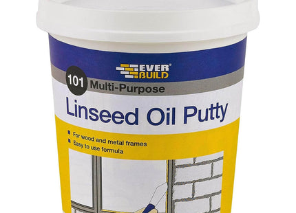 Everbuild 101 Multi-Purpose Linseed Oil Putty - Suitable for Single Pane Glass - Natural - 1kg