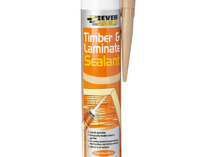 Everbuild Timber and Laminate Sealant - Permanently Flexible - Sealant and Gap Filler - Solvent Free - Pine - 290ml