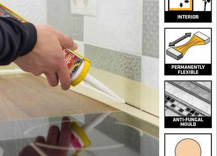 Everbuild Timber and Laminate Sealant - Permanently Flexible - Sealant and Gap Filler - Solvent Free - Pine - 290ml