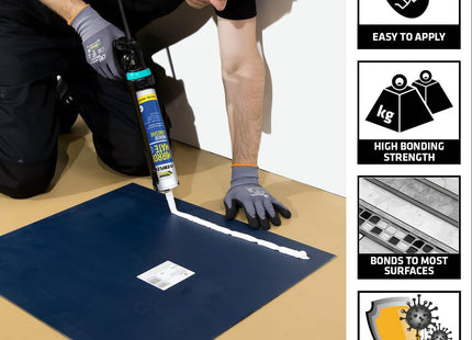 Everbuild Sika SikaBond Mirror Adhesive (Previously Everflex Mirror Mate) - Fast Curing - Neutral Cure - White - 290ml