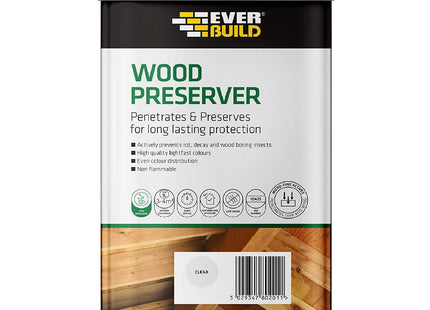 Everbuild Wood Preserver - Interior And Exterior Use - Low Odour - Quick Drying - Long Lasting Protection - Clear - 1 Litre