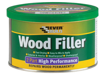 Everbuild 2-Part High Performance Wood Filler - Fast Drying - Weatherproof - Easy to Mix and Apply - White - 500g