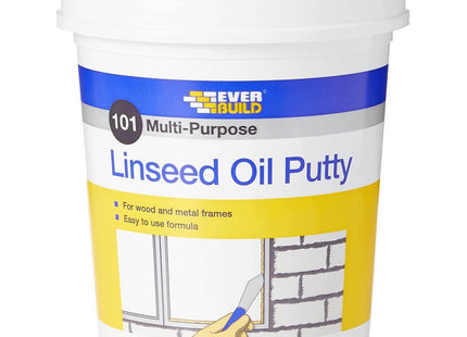 Everbuild 101 Multi-Purpose Linseed Oil Putty - Suitable for Single Pane Glass - Natural - 2kg