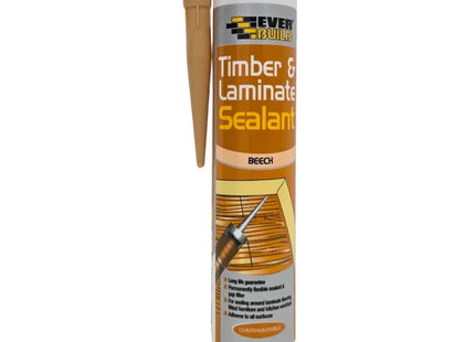 Everbuild Timber and Laminate Sealant - Permanently Flexible - Sealant and Gap Filler - Solvent Free - Beech - 290ml