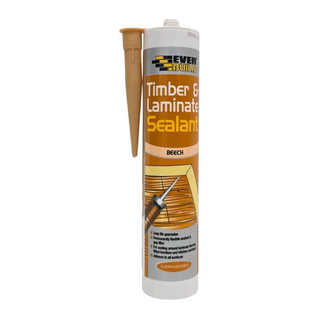 Everbuild Timber and Laminate Sealant - Permanently Flexible - Sealant and Gap Filler - Solvent Free - Beech - 290ml
