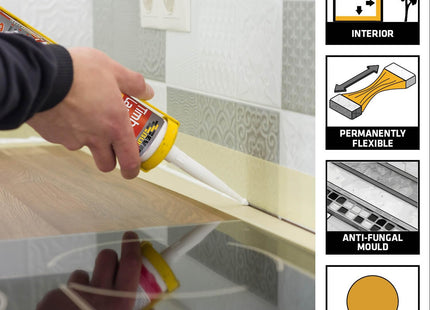 Everbuild Timber and Laminate Sealant - Permanently Flexible - Sealant and Gap Filler - Solvent Free - Beech - 290ml