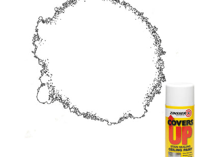 Zinsser Covers Up White Matt Ceiling Paint & Stain Sealer Aerosol 400ml ZINCU400A