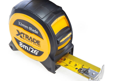 Xtrade 8m /26ft Heavy Duty Pro Tape Measure with 32mm Width Double Sided Metric & Imperial Blade, X0900004