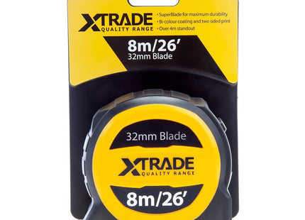 Xtrade 8m /26ft Heavy Duty Pro Tape Measure with 32mm Width Double Sided Metric & Imperial Blade, X0900004