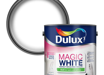 Dulux Magic White Silk Emulsion Paint For Walls And Ceilings - Pure Brilliant White 2.5 Litre