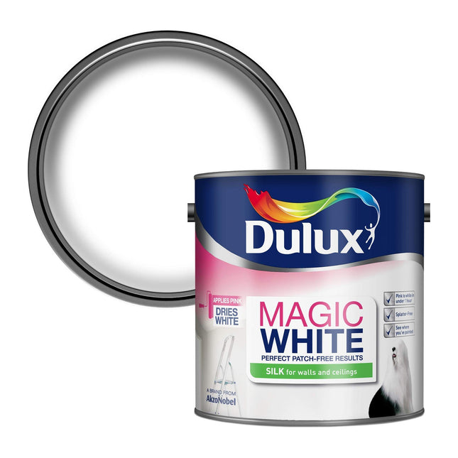 Dulux Magic White Silk Emulsion Paint For Walls And Ceilings - Pure Brilliant White 2.5 Litre