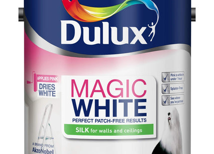 Dulux Magic White Silk Emulsion Paint For Walls And Ceilings - Pure Brilliant White 2.5 Litre
