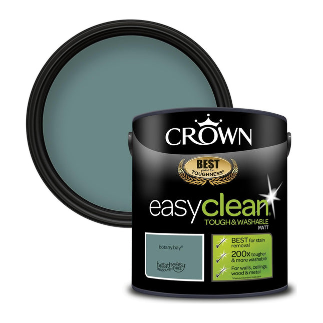 Crown Easyclean Matt Emulsion Wall Paint Botany Bay - Stain Resistant 2.5 Litre