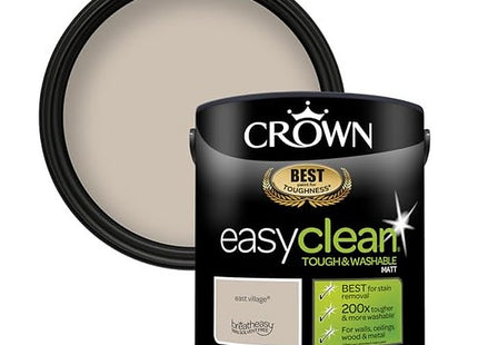Crown Easyclean Mocha Matt Emulsion Wall Paint - Stain Resistant 2.5 Litre