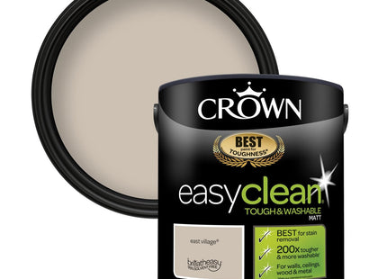 Crown Easyclean Mocha Matt Emulsion Wall Paint - Stain Resistant 2.5 Litre