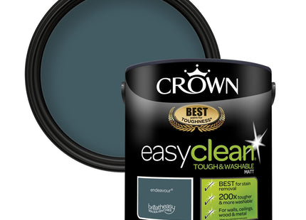 Crown Easyclean Matt Emulsion Wall Paint Endeavour - Stain Resistant 2.5 Litre