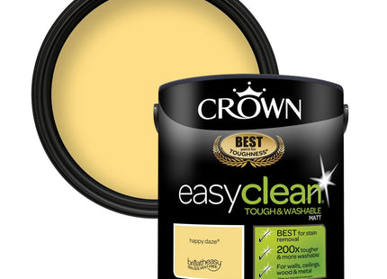 Crown Easyclean Matt Emulsion Wall Paint Happy Daze - Stain Resistant 2.5 Litre