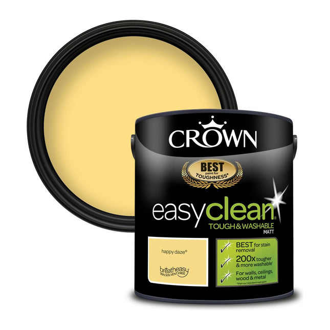 Crown Easyclean Matt Emulsion Wall Paint Happy Daze - Stain Resistant 2.5 Litre