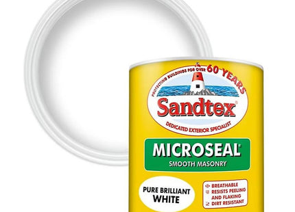 Sandtex Microseal Exterior Smooth Masonry Paint Pure Brilliant White 1 Litre