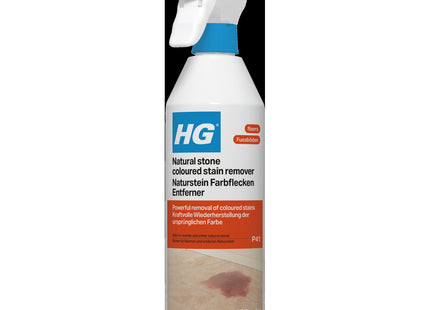 HG Natural Stone Coloured Stain Remover - Concentrated Spray Cleaner for Removing Grease & Dirt on Marble, Limestone & Calciferous Stone Tiles - 500ml