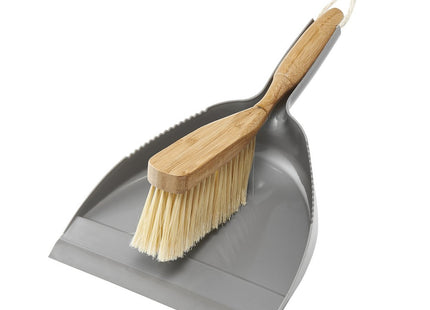 Addis Dustpan & Bamboo Hand Brush Set, Grey & Natural, Bamboo, Grey/Wood, 35 x 22 x 6 cm 517677