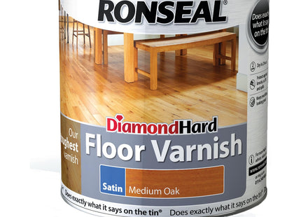 Ronseal Diamond Hard Floor Varnish Satin Medium Oak 2.5 Litre