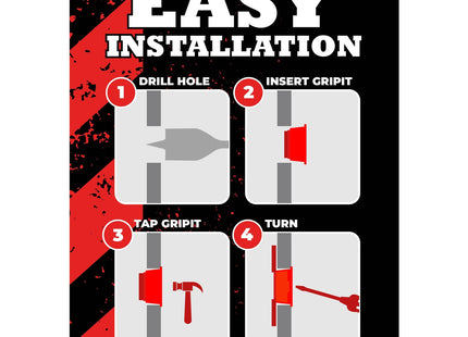 Gripit Red Shelf Kit Pack of 4 Heavy Duty Plasterboard Fixings for Drywall & Stud Walls 74kg