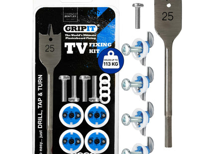 Gripit Blue Heavy-Duty Plasterboard Fixings Pack of 4 Reusable Drywall Anchor for TVs 113kg