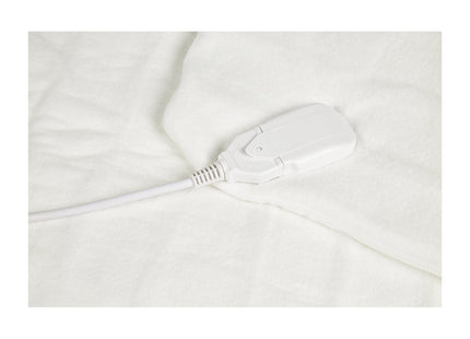 Pifco Single Electric Blanket Heated Electric Under Blanket with 3 Heat Settings with Detachable Controller Easy Fit Straps -Machine Washable White