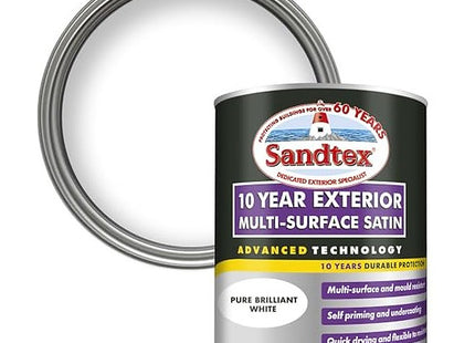 Sandtex 10 Year Multi Surface Satin Paint Brilliant White 750ml