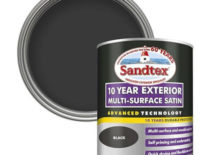 Sandtex 10 Year Multi Surface Satin Paint 750ml Black
